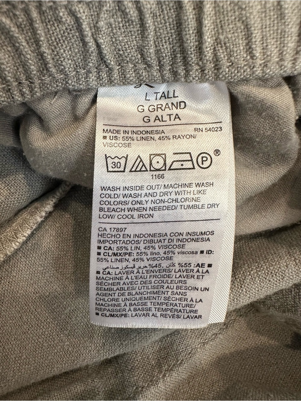 Old Navy Light Grey Drawstring Linen Pants Size Large - Picture 4 of 8